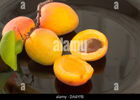 Frische Aprikosen große schöne Nahaufnahme Stockfoto