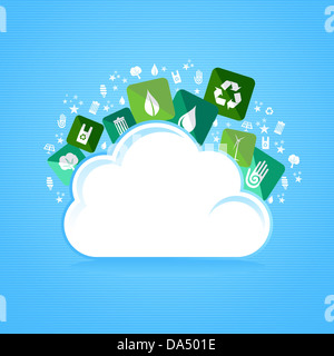 Grüne Umwelt flache Symbole aus Cloud Splash. Vektor-Datei geschichtet für einfache Handhabung und individuelle Farbgebung. Stockfoto