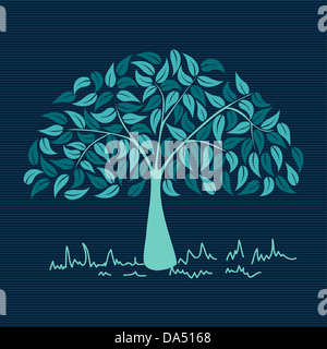 Blaue Zweige Blatt Baum Streifen Hintergrunddesign. Vektor-Datei geschichtet für einfache Handhabung und individuelle Farbgebung. Stockfoto