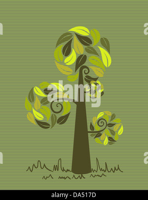 Grüne Zweige Blatt Baum Streifen Hintergrunddesign. Vektor-Datei geschichtet für einfache Handhabung und individuelle Farbgebung. Stockfoto