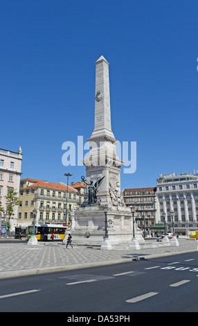 Obelisk Restauradores Platz Baixa Bezirk Lissabon Portugal Stockfoto