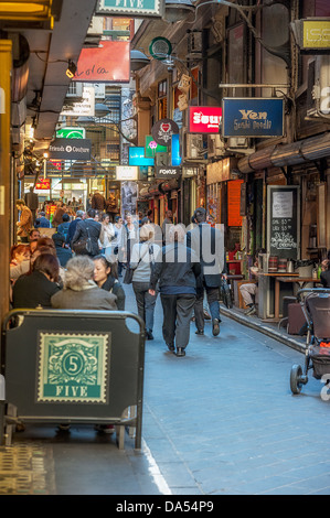 Melbourne-Café und Restaurant Hub Centre Place Stockfoto
