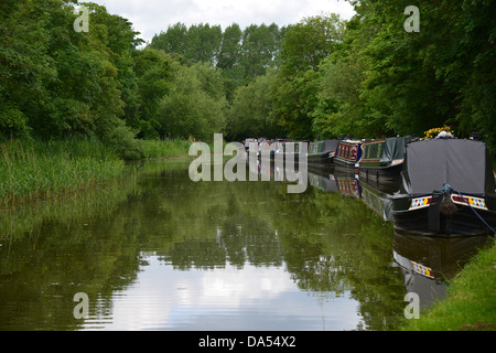 Narrowboats am Oxford-Kanal in der Nähe von Thrupp, Oxfordshire Stockfoto