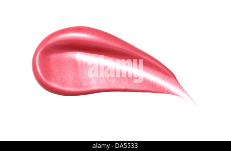 Rosa Lip Gloss Sweep ausgeschnitten auf weißem Hintergrund Stockfoto