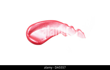 Rosa Lip Gloss Sweep ausgeschnitten auf weißem Hintergrund Stockfoto