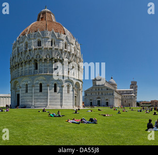 Pisa, Italien, Europa, Toskana, Toscana, Baptisterium, skew Turm, Turm, Turm, Turm, Dom, Dom, Kathedrale, Tourismus Stockfoto