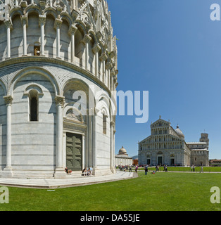 Pisa, Italien, Europa, Toskana, Toscana, Baptisterium, skew Turm, Turm, Turm, Turm, Dom, Dom, Kathedrale, Tourismus Stockfoto