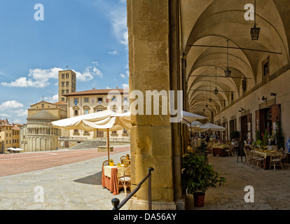 Arezzo, Italien, Europa, Toskana, Toscana, Piazza, Loggia, Loggia del Vasari, Tourismus Stockfoto