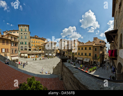 Cortona, Italien, Europa, Toskana, Toscana, Ort, Straßencafé, Tourismus Stockfoto