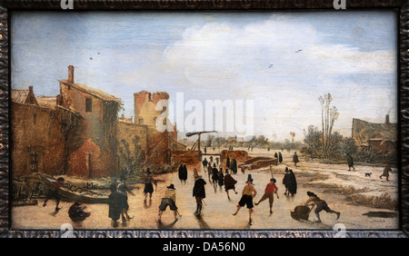 Esaias van de Velde (1591-1630). Niederländischer Maler. Winterspiele in der Stadt Moast, 1618. Alte Pinakothek. München. Deutschland. Stockfoto