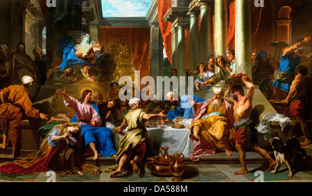 Christus beim Abendmahl mit Simon dem Pharisäer 1706 Jean Baptiste Jouvenet 1644 - 1717 Frankreich ( Fest im Haus von Simon dem Pharise. Stockfoto