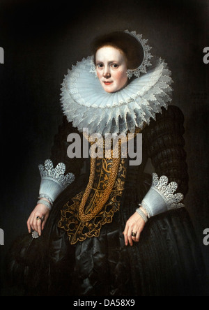 Porträt einer Frau von Miereveld, Michiel Jansz. 1567-1641 Niederländisch Niederlande van Stockfoto