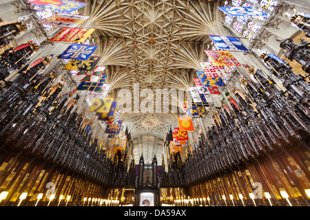 England, Berkshire, Windsor, Windsor Castle, St.-Georgs Kapelle, der Chor-Decke Stockfoto