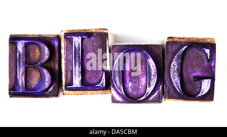 Stempel machen Blog Wort Stockfoto