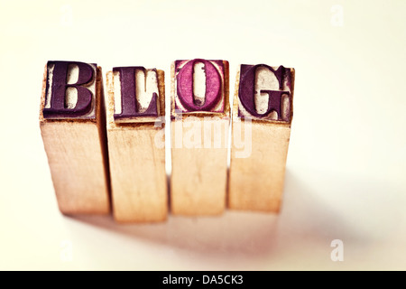 Stempel machen Blog Wort Stockfoto