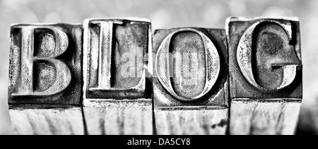 Stempel machen Blog Wort Stockfoto
