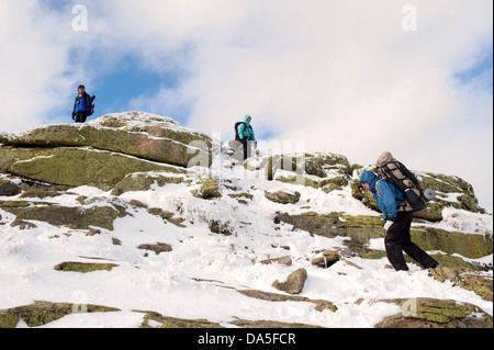 Wanderer Klettern in Richtung Mount Lafayette in Franconia Ridge trail, New Hampshire, USA. Stockfoto