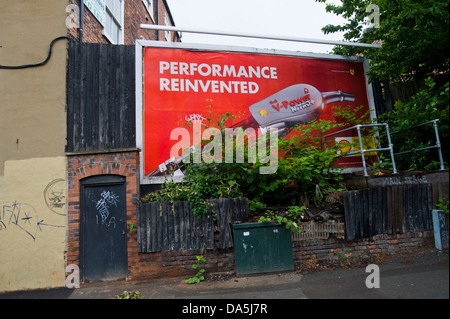 Mit dem Japanischen Knöterich billboard Website Plakat für Shell V-Power Nitro + Kraftstoff in Leeds West Yorkshire England UK Überwachsen Stockfoto