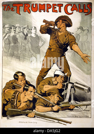 Erster Weltkrieg, WWI, Weltkrieg, Weltkrieg, Krieg, Europa, Propaganda, Poster, Australien, Australian, Propagandaplakat, Soldat Stockfoto