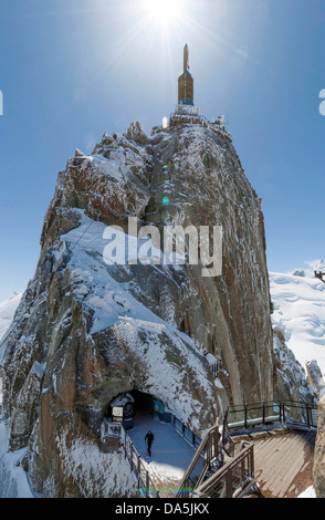 Der Gipfel der Aiguille du Midi, Chamonix Mont Blanc, Frankreich, Seilbahn Stockfoto