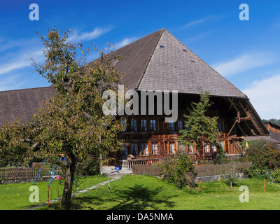 Bauernhof, Bauernhaus, Bauernhof, Garten, Dach, Emmental, Garten, Haus, Hof, Hof, Kanton Bern, Bern, Rüderswil, Schweiz, Europ Stockfoto