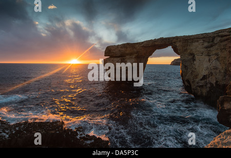 Azure Window Gozo, Malta-Sonnenuntergang Stockfoto