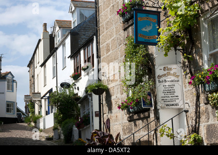 Gepflasterte Straße in St Ives Cornwall Stockfoto