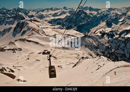 Panorama, Nebelhorn, Gipfel, station, Höfatsblick, 1927 m, Nebelhorn, 2224 m, Oberstdorf, Oberallgäu, Bayern, Deutschland, Eu Stockfoto