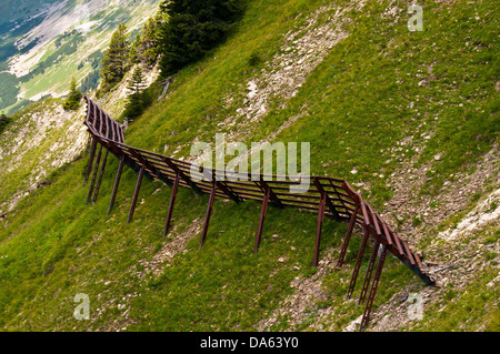 Schnee stoppt, Wallmendingerhorn, Allgäu, Alpen, Vorarlberg, Österreich, Europa, Lawinenschutz, Lawinenverbauung, Schutz Stockfoto