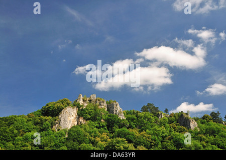 Ruine Hohengerhausen, Rusenschloss, Burgruine, Gerhausen, Blaubeuren, Alb-Donau, Baden-Wurttemberg, Deutschland, Europa, Burg, Stockfoto