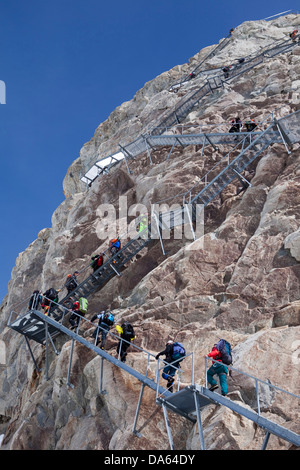 Treppen, Konkordiahütte, SAC, platzieren, Konkordia, Berg, Berge, Gletscher, Eis, Moräne, Kanton Wallis, Wintersport, montieren Stockfoto