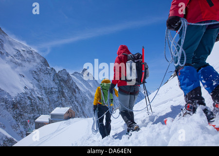 Hollandiahütte, SAC, Lötschenlücke, Berg, Berge, Gletscher, Eis, Moräne, Kanton Bern, Wallis, Hütte, Berghaus, Alpi Stockfoto