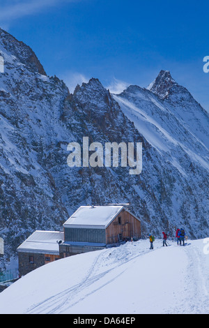 Hollandiahütte, SAC, Lötschenlücke, Berg, Berge, Gletscher, Eis, Moräne, Kanton Bern, Wallis, Hütte, Berghaus, Alpi Stockfoto