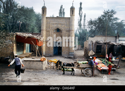 Moschee und Street Szene Yarkand Xinjiang Uyghur autonome Region china Stockfoto