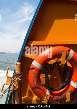 Rettungsring Ring, Fähre nach Staten Island, NYC Stockfoto