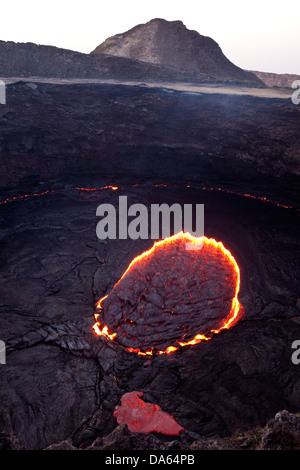 Leuchten, Glimmplatte, Lava, Ausbruch, Ertale, Vulkan, volcanical, Afrika, Berg, Berge, Feuer, Natur, Äthiopien, Stockfoto