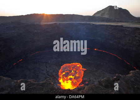 Leuchten, Glimmplatte, Lava, Ausbruch, Ertale, Vulkan, volcanical, Afrika, Berg, Berge, Feuer, Natur, Äthiopien, Stockfoto