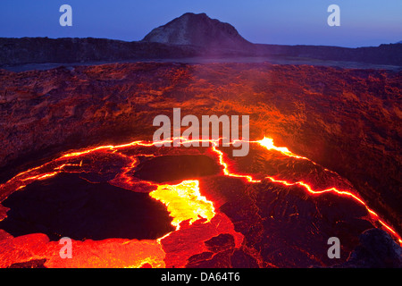 Leuchten, Glimmplatte, Lava, Ausbruch, Ertale, Vulkan, volcanical, Afrika, Berg, Berge, Feuer, Natur, Äthiopien, Stockfoto