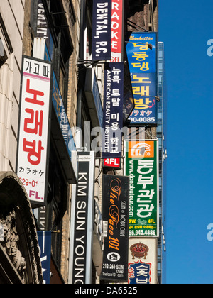 Koreanische Zeichen, Korea übrigens 32nd Street, NYC Stockfoto