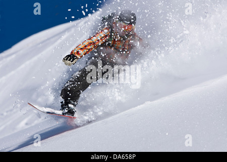 Snowboarden, Arosa, Berg, Berge, Winter, Kanton, snowboard GR, Graubünden, Graubünden, Snowboarden, Wintersport, Switz Stockfoto