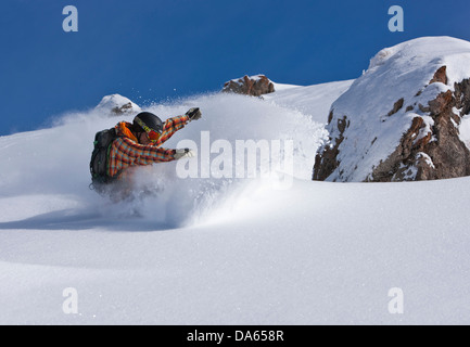 Snowboarden, Arosa, Berg, Berge, Winter, Kanton, snowboard GR, Graubünden, Graubünden, Snowboarden, Wintersport, Switz Stockfoto