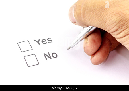 Ja kein Kontrollkästchen Stockfoto