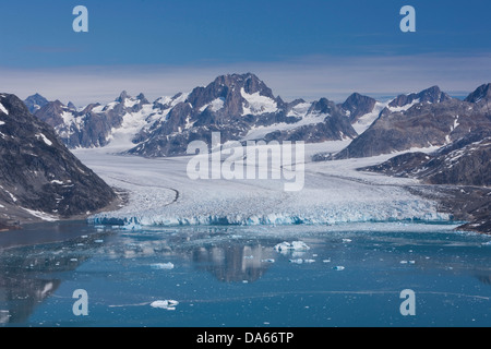 Sermiligaaq, Ansicht, Knut Rasmussen Rasmussen, Grönland, Ostgrönland, Gletscher, Eis, Moräne, Stockfoto