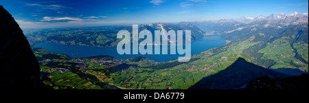 Thunersee, Berg, Berge, Kanton Bern, Berner Oberland, See, Seen, Panorama, Schweiz, Europa, Niesen, Spiez, Th Stockfoto