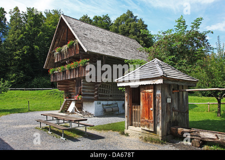 Europa, Schweiz, Kanton Bern, Ballenberg, öffnen, Luft, Museum, dreistöckige, Lagerhaus, 17. Jahrhundert, Architektur, Bauernhof, Schweiz Stockfoto