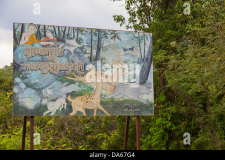 Tierwelt-Wilderei Schild - Kampot Provinz, Kambodscha Stockfoto