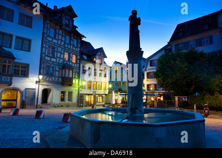 St. Gallen, St. Gallen, platzieren, Gallus, Schweiz, Europa, Kanton, Stadt, Stadt, Altstadt, Dämmerung, Dämmerung, Beleuchtung, Beleuchtung, Stockfoto