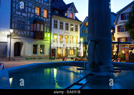 St. Gallen, St. Gallen, platzieren, Gallus, Schweiz, Europa, Kanton, Stadt, Stadt, Altstadt, Dämmerung, Dämmerung, Beleuchtung, Beleuchtung, Stockfoto