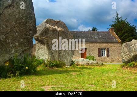 Alignements de Kerzerho, Kerzerho, Menhir, Frankreich, Europa, Bretagne, Departement Morbihan, Steinreihen, Megalithen, Steinen, Kultur Stockfoto