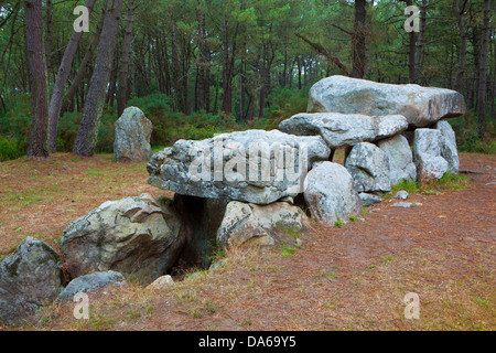 Dolmen, de, Mané-Kerioned, Menhir, Europa, Frankreich, Bretagne, Departement Morbihan, Stein Grab, Megalith, Stones, Kultur Stockfoto